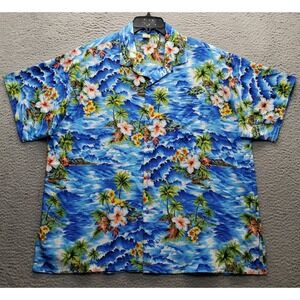 Magics Hawaiian Shirt Mens XL Multi Tropical Print Short Sleeve Button-Up EUC